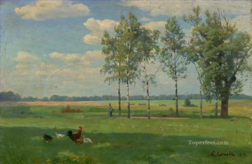 風景 Painting - 夏の日のコンスタンチン・ソモフの計画シーンの風景